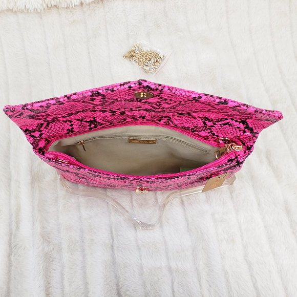 Hot pink Clutch Purse With Removable Chain Strap NEW